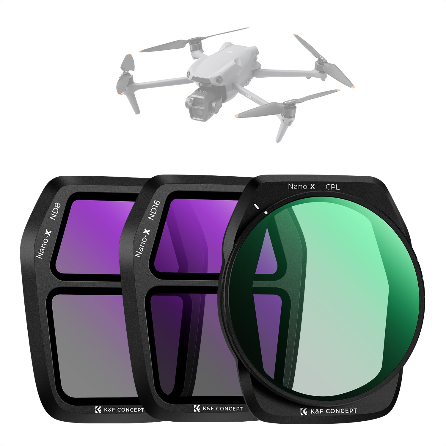 K&F Concept 3Pack ND PL Filter Set for DJI Air 3S, CPL + ND8 + ND16 Neutral Density Polarizer Multi-Function Filters Drone Lens Accessories, HD Optical Glass/Multi-Coated/Gimbal Safe K&F Concept 3Pack ND PL Filter Set for DJI Air 3S, CPL + ND8 + ND16 Neutral Density Polarizer Multi-Function Filters Drone Lens Accessories, HD Optical Glass/Multi-Coated/Gimbal Safe